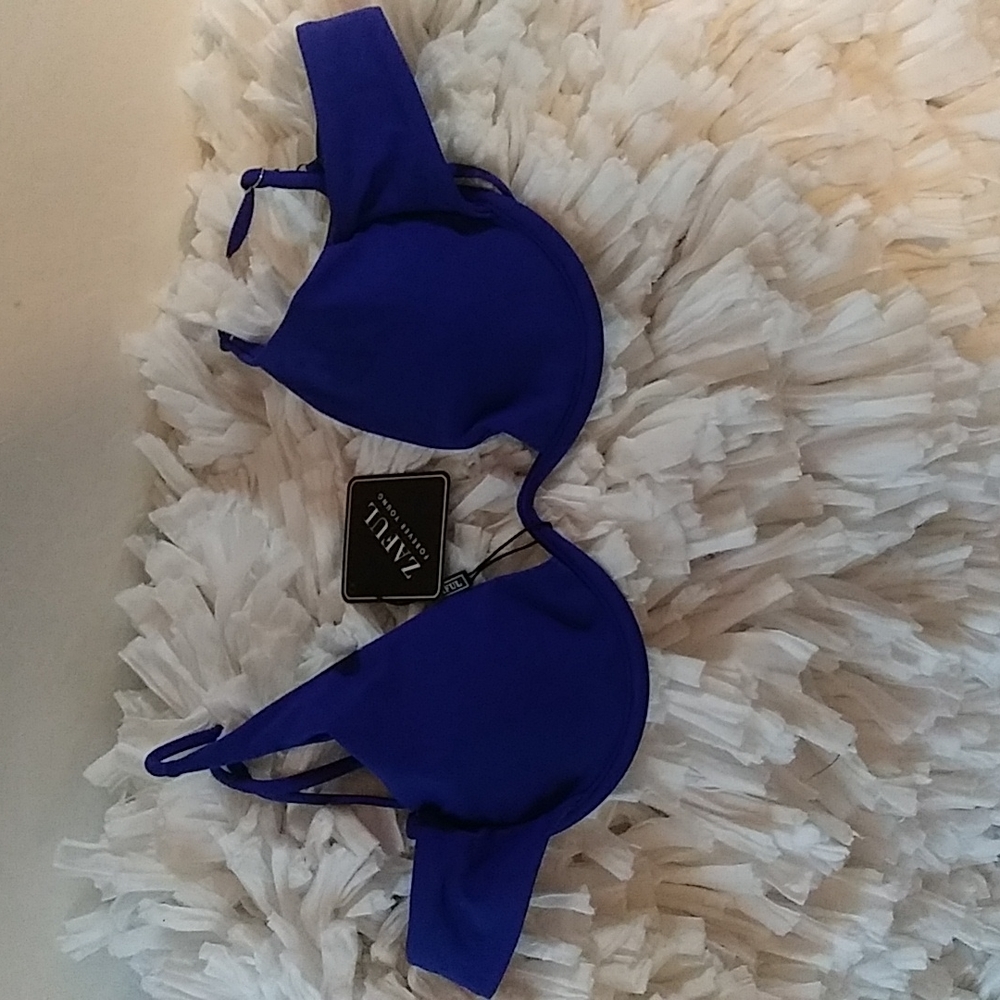 NWT Zaful Cobalt Blue Bikini Top Size M Underwire
